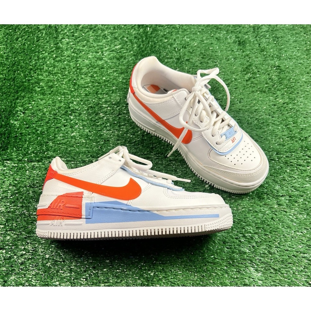 Nike Air Force 1 Shadow SE Team Orange Blue Sneakers 5Y CQ9503 100